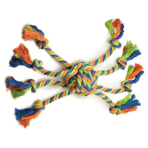 Rope Toys for Dogs Mighty Bright Colored Crazy Eight 16" Long Tough Chew Ball
