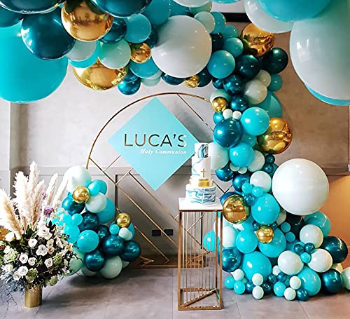 Beaumode DIY Dark Teal and Tiffany Balloon Garland for 1st Communion Baby Shower Bridal shower Birthday Balloon Arch Celebration Party Backdrop Decoration -Tiffany and Teal- Beaumode DIY Dark Teal and Tiffany Balloon Garland for 1st Communion Baby Shower Bridal shower Birthday Balloon Arch Celebration Party Backdrop Decoration -Tiffany and Teal-