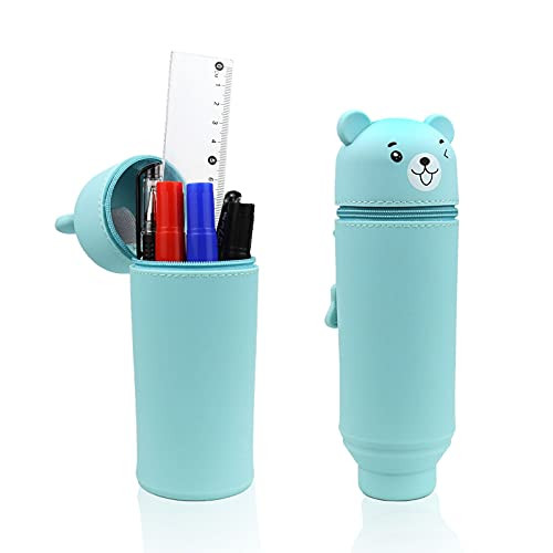 Stand Up Pen Case Organize,Pencil Telescopic Holder Stationery Case,Pencil Case Standing Stationery Bag,Transformer Pencil Holder,Cute,Stable And Portable Zipper Pen Case For Office,Home And School