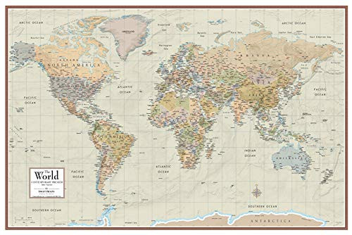 2021 Swiftmaps 24" x 36" World Map Contemporary Premier Wall Map Poster Mural, Laminated, Made in the USA