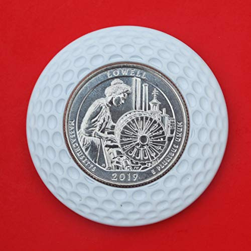 US 2019 Lowell National Historical Park -MASSACHUSETTS- Quarter BU Uncirculated Coin 3D Design 4 Leaf Clover Removable Golf Ball Marker Magnetic Poker Chip - America the Beautiful