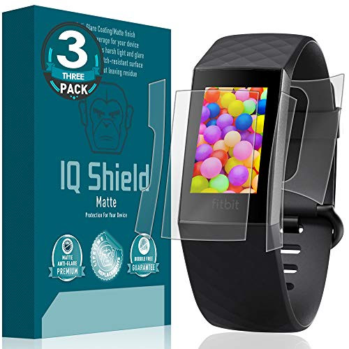 IQ Shield Matte Full Body Skin Compatible with Fitbit Charge 3 -Fitbit Charge 4--3-Pack-  plus Anti-Glare -Full Coverage- Screen Protector and Anti-Bubble Film