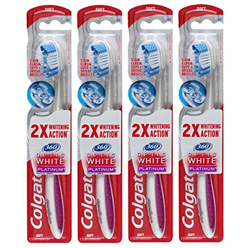 Colgate 360 Optic White Platinum Soft Toothbrush, 4 Count