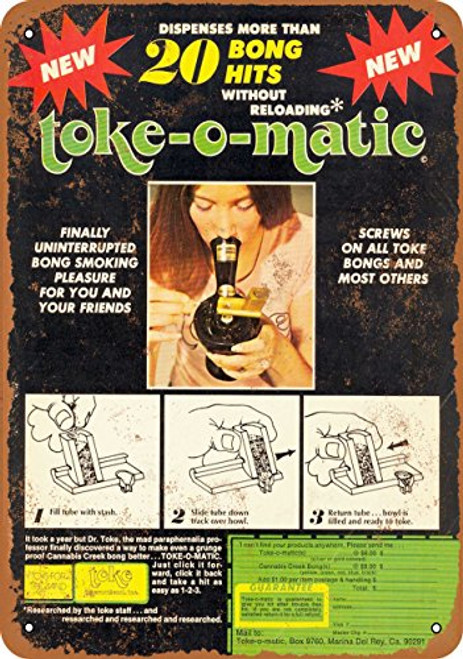 Wall-Color 7 x 10 Metal Sign - 1977 Toke-O-Matic Bong Filler - Vintage Look
