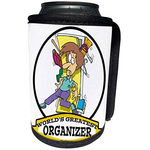 3dRose Dooni Designs Worlds Greatest Cartoons - Funny Worlds Greatest Organizer Cartoon - Can Cooler Bottle Wrap -cc-103412-1-