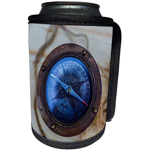 3dRose Alexis Photography - Objects Compass - Image of a vintage nautical compass an a lacing cord - Can Cooler Bottle Wrap -cc-292864-1-