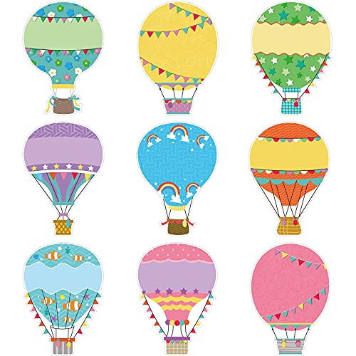 45 Pieces Colorful Hot Air Balloons Cut-Outs, Hot Air Balloons Accents Paper Cutouts Name Tags Labels Bulletin Board Classroom Decoration for Teacher Student Back to School Party Supplies, 5 x 7 Inch