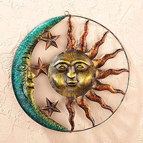 Wusuowei Metal Wall Art Decoration Creative Sun Moon Statue Hanging Ornaments Decor for Home Living Room Garden Wusuowei Metal Wall Art Decoration Creative Sun Moon Statue Hanging Ornaments Decor for Home Living Room Garden
