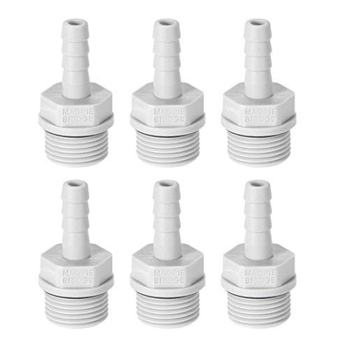 YeVhear 6mm or 15/64" Barbed PVC Hose Connector Adapter x G3/8 Male Hose 6pcs