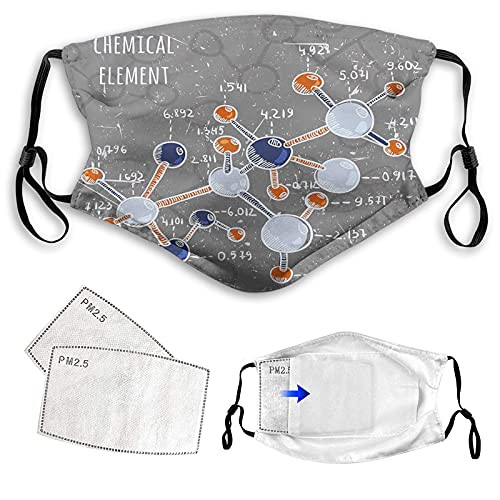 Windproof Mask,Grunge,Chemistry Laboratory with Display Formula Science Graphic Design Print,Dimgray Orange,Printed Facial Decorations For Men Women