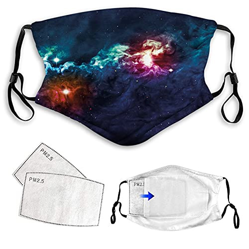 Comfortable Mask,Space,Galactic Image on Milky Way with Colorful Alluring Cosmos Display Artwork Print,Magenta Blue,Printed Facial Decorations For Man Woman