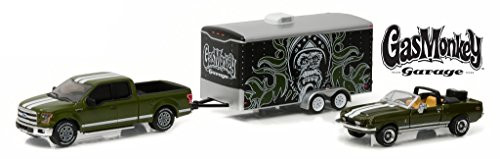 2015 Ford F-150 and 1968 Shelby GT500KR Convertible with Enclosed Car Hauler "Gas Monkey Garage" (2012-Current TV Series) 1/64 by Greenlight 31010 A 2015 Ford F-150 and 1968 Shelby GT500KR Convertible with Enclosed Car Hauler "Gas Monkey Garage" (2012-Current TV Series) 1/64 by Greenlight 31010 A