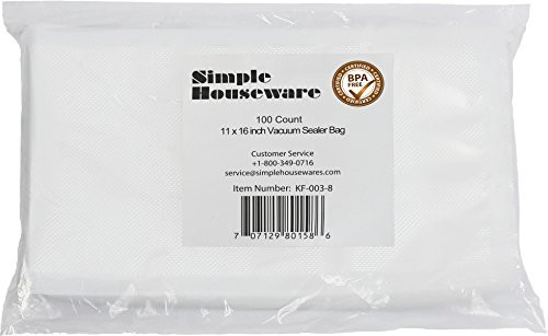 100 Count - Gallon Size 11" x 16" Vacuum Sealer Bag Food Storage Saver Commercial Grade Precut bags for Foodsaver and Sous Vide