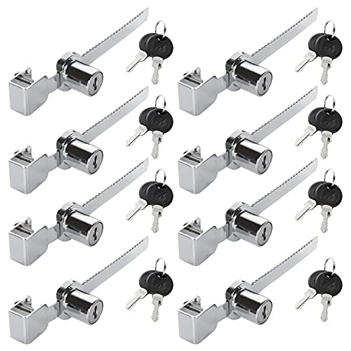 8 Pack Sliding Glass Door Ratchet Lock Drawer Display Case Showcase Lock Security Glass Case Lock Glass Display Case Lock -Keyed Alike-