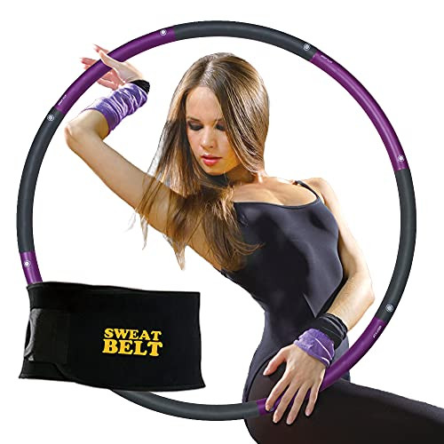Exercise Hoops with Sweat Belt for Adults Weight Loss , For Weighted Exercise Hoops for Exercise and Fitness, 8 Sections Adjustable Weights, Exercise Weighted Hoop for Adults -New version-