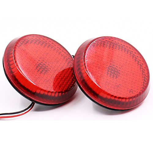 Paision 2Pcs 6.8cm Car LED Tail Rear Bumper Reflector Lights Round Reflective Brake Stop Lamp Compatible with Scion xB iQ Toyota Sienna Corolla