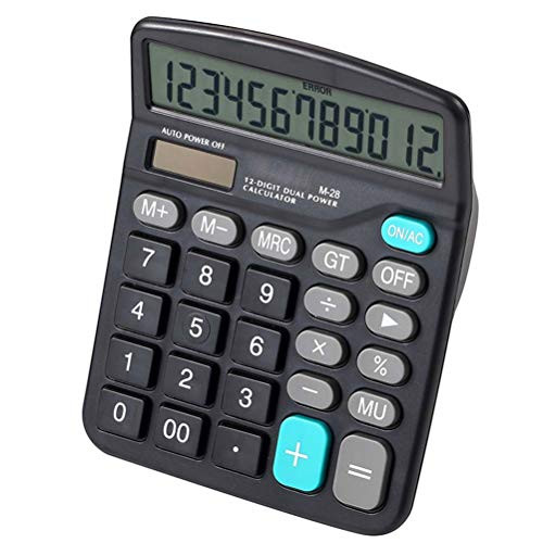 Calculator 12-Digit Dual Power Basic Calculator Handheld Desktop Calculator with Large LCD Display Big Sensitive Button