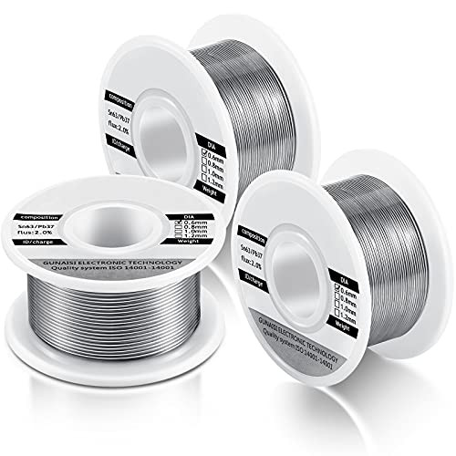 3 Pieces 63-37 Tin Lead Solder Wire with Rosin Core for Electrical Flux Soldering Electronic Connector Electrical Soldering DIY -0.6mm/ 50g-