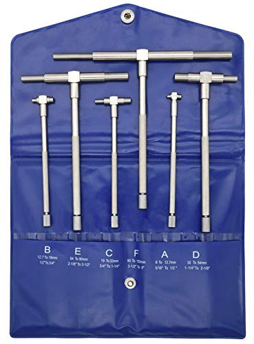 Telescoping Gauge Gage Set Tools 6 Pcs 5/16'' - 6'' Range Micrometer Precision T-Bore Hole Gauge