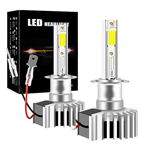 Yifengshun H1 Car LED Headlights Bulbs 6500K White, Extremely Bright 60W 12000LM COB Chips H1 LED Headlight High/Low Beam Replacement Light Bulbs- Pack of 2