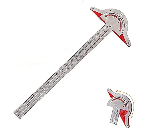 PureZoneA Woodworkers Edge Ruler,Woodworkers Edge Angle Measure Tool, T Square Ruler Adjustable Protractor Angle Two Arm Woodworkers Edge Angle Ruler Stainless Steel Angle Measuring Tool