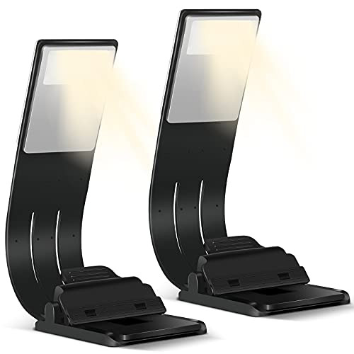 Baquler 2 Pieces Bookmark Lamp Clip on Reading Lights for Books in Bed, LED Reading Book Light Clip, Brightness Adjustable for Eye-Protection Book Reading Light USB Rechargeable Book Lamp for Readers