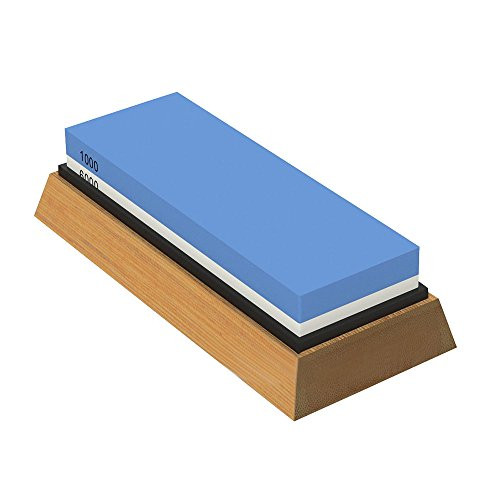NUZAMAS Premium Knife Sharpening Stone 2 Side Grit 1000/6000 Whetstone Kitchen-Knife Sharpener Waterstone Non-Slip Base and Angle Guide Included