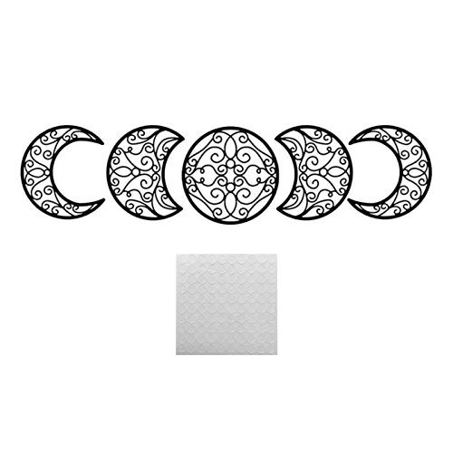 CALIDAKA 5pcs Hollow Wooden Moon Phase Wall Hanging Decor,Wood Cutouts Moon Phases Wall Art,Rustic Wall Moon Phases Decor,for Apartment Bedroom Living Room Gallery Decoration