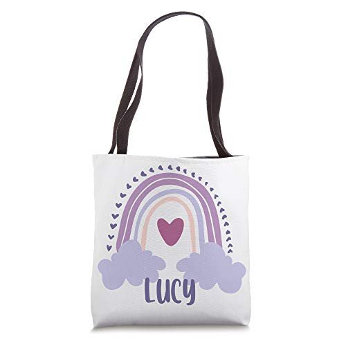 Lucy Personalized Custom Name Rainbow Cute Colorful Tote Bag