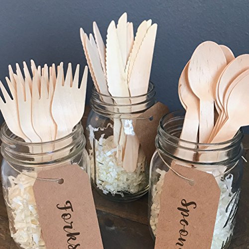 Wooden Disposable Cutlery 300 pc set | 100 Forks, 100 Spoons, 100 Knives | Eco Friendly, Biodegradable & Compostable Wooden Utensils | 100% Smooth Birch Wood | Alternative to Plastic Forks and Spoons Wooden Disposable Cutlery 300 pc set | 100 Forks, 100 Spoons, 100 Knives | Eco Friendly, Biodegradable & Compostable Wooden Utensils | 100% Smooth Birch Wood | Alternative to Plastic Forks and Spoons