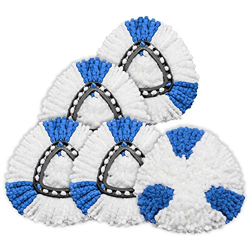 4 Pack Mop Head Replacement Microfiber Spin Mop Refill 360 Easy Cleaning Mop Replacement Heads Mop Refills -Blue  and  White-