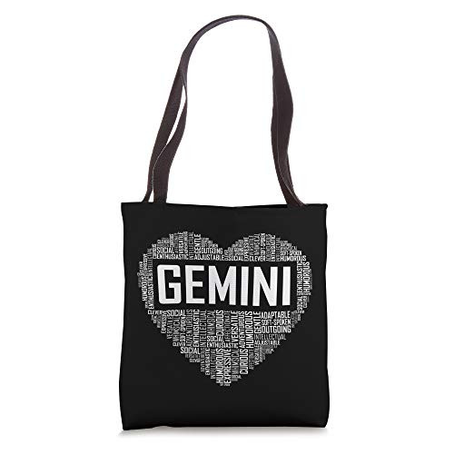 Gemini Zodiac Traits Horoscope Astrology Sign Gift Heart Tote Bag