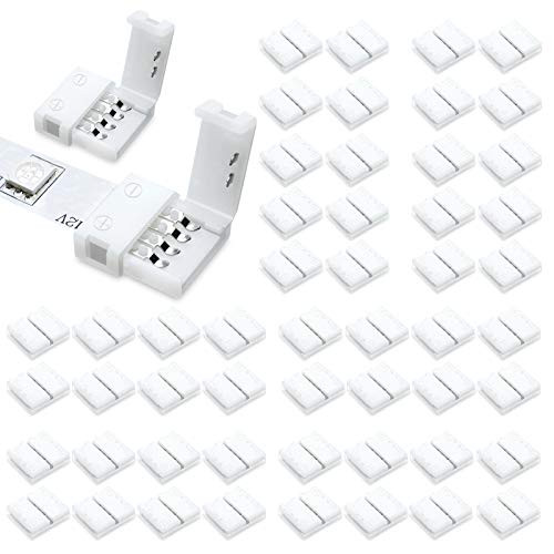 LightingWill 50Pack 4-Pin RGB LED Light Strip Connector 10mm Unwired Gapless Solderless Adapter Connectors for 5050 Multicolor LED Strip Light LightingWill 50Pack 4-Pin RGB LED Light Strip Connector 10mm Unwired Gapless Solderless Adapter Connectors for 5050 Multicolor LED Strip Light