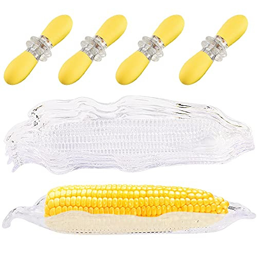 4 Pcs Corn Cob Trays 8 Pcs Corn Cob Holders Sets,Plastic Corn Dishes Service Tray Stainless Steel Skewer Needle BBQ Tool Cob Dinnerware for Butter Corn 4 Pcs Corn Cob Trays 8 Pcs Corn Cob Holders Sets,Plastic Corn Dishes Service Tray Stainless Steel Skewer Needle BBQ Tool Cob Dinnerware for Butter Corn