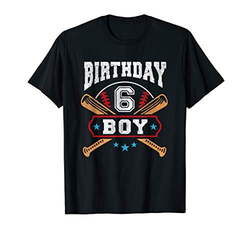 Kids 6 Years Old Boy 6th Birthday T-Shirt Baseball Gift
