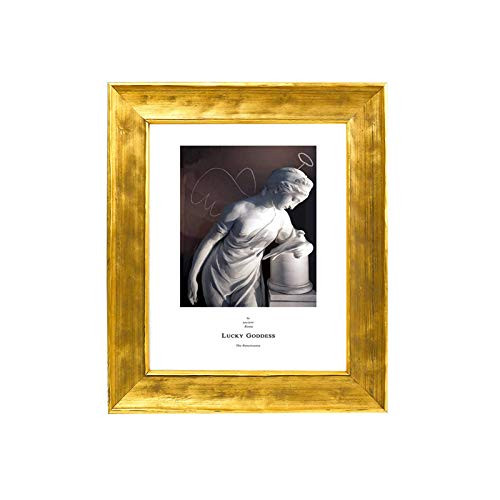 BWPFRAME 5X7 Picture Frames Solid Wood Gold Frame High Definition Glass for Table Top Display and Wall Mounting Photo Frame -Gold, 5x7-