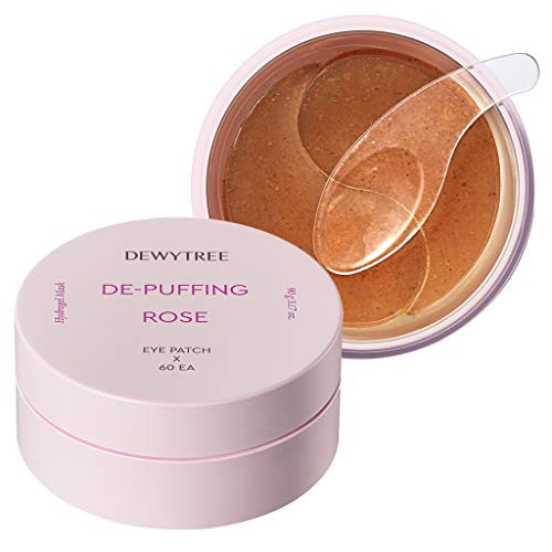 DEWYTREE De-Puffing Rose Eye Patch 60 Sheets 90g - Radiance  and  Soothing Eye Contour Hydrogel Patches, for Puffy Eyes, Eye Pads for Dark Circles, Under Eye Bags, Anti-Wrinkle Patches