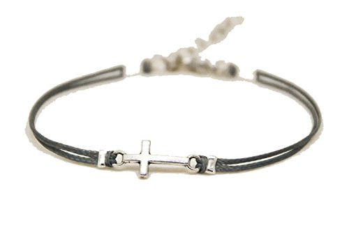Bracelet, Silver Cross Bracelet, Dainty Gray Cord Bracelet, Cross Charm, Gift for her, Minimalist Jewelry, Christian Catholic Jewelry Bracelet, Silver Cross Bracelet, Dainty Gray Cord Bracelet, Cross Charm, Gift for her, Minimalist Jewelry, Christian Catholic Jewelry