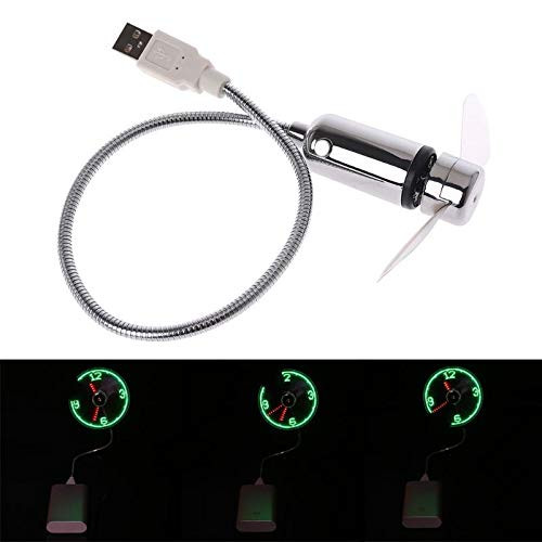 Portable Mini Fan Flexible Gooseneck USB LED Clock Fan with Real Time Display for Notebook PC Powerbank