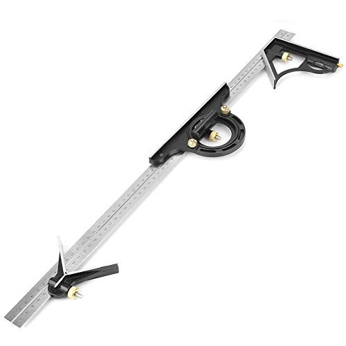Right Angle Ruler, Right Angle Ruler, Portable Detachable Stainless Steel Adjustable Multi-Functional Combination Square Right Angle Ruler Engineer Measuring Tool