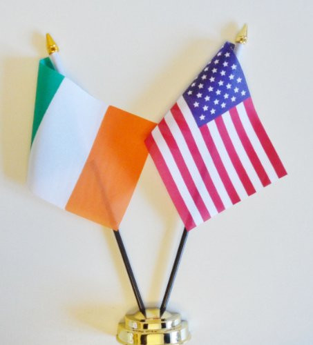 1000 Flags Ireland and United States of America Friendship Table Flag Display 25cm -10"-