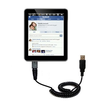 Gomadic USB Charging Data Coiled Cable for the Elonex 702ET eTouch Android Tablet Will charge and data sync with one unique TipExchange enabled cable