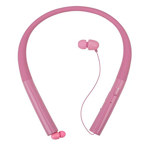 Bluetooth Headphones, ThreeMay Wireless Neckband Headset with Retractable Earbuds Sports Sweatproof Noise Cancelling Stereo Earphones with Mic-Pink Bluetooth Headphones, ThreeMay Wireless Neckband Headset with Retractable Earbuds Sports Sweatproof Noise Cancelling Stereo Earphones with Mic-Pink