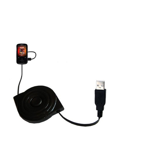 Compact and retractable USB Power Port Ready charge cable designed for the Sandisk Sansa Fuze Plus and uses TipExchange
