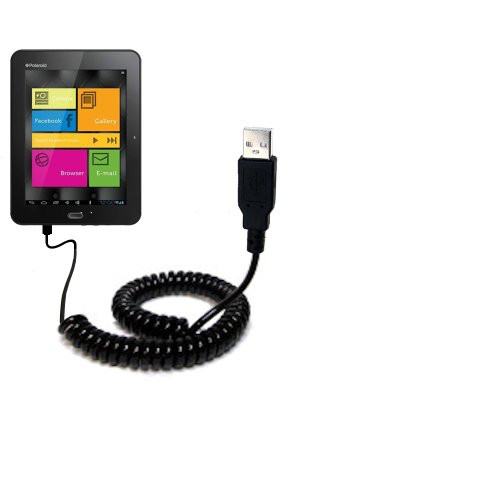Gomadic USB Charging Data Coiled Cable Designed for The Polaroid PMID800 Will Charge and Data sync with one Unique TipExchange Enabled Cable