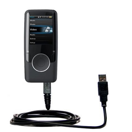 Hot Sync and Charge Straight USB Cable Compatible with Coby MP727 Video MP3 Player - Charge and Data Sync with The Same Cable. Built with Gomadic TipExchange Technology
