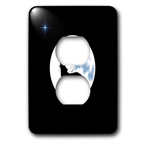 3dRose lsp-11655-6 This Artwork Features a Lone Wolf in Silhouette Howling Beneath The Bright Full Moon 2 Plug Outlet Cover