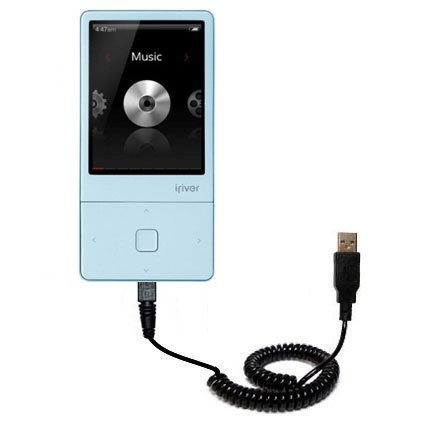 Gomadic USB Charging Data Coiled Cable for the iRiver E300 Will charge and data sync with one unique TipExchange enabled cable