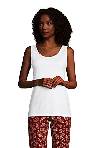 Lands' End Women s Cotton Tank Top White Petite Large