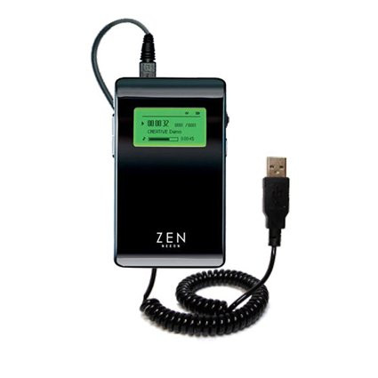 Gomadic Coiled Power Hot Sync USB Cable for The Creative Zen Neeon with Both Data and Charge Features - Uses TipExchange Technology